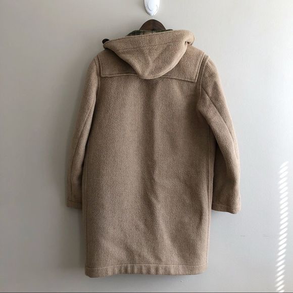 Brooks Brothers Vintage Wool Plaid Interior Long Trench Winter Coat Jacket Tan - Picture 9 of 16